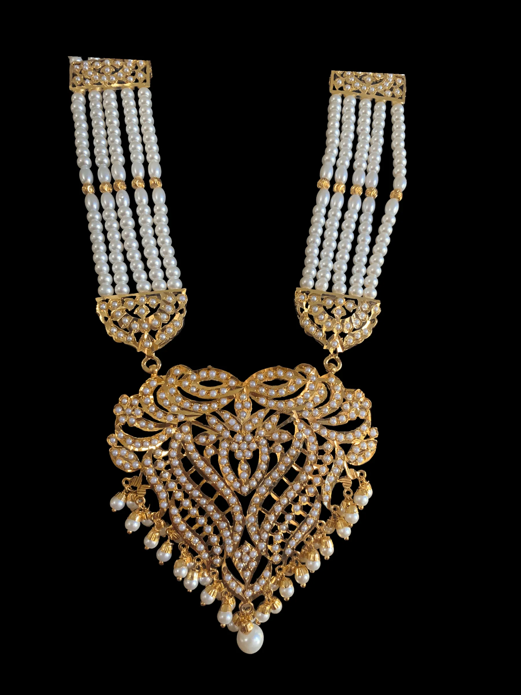 LN124  Sakshi pearl Jadau Rani haar with earrings tika ( READY TO SHIP )