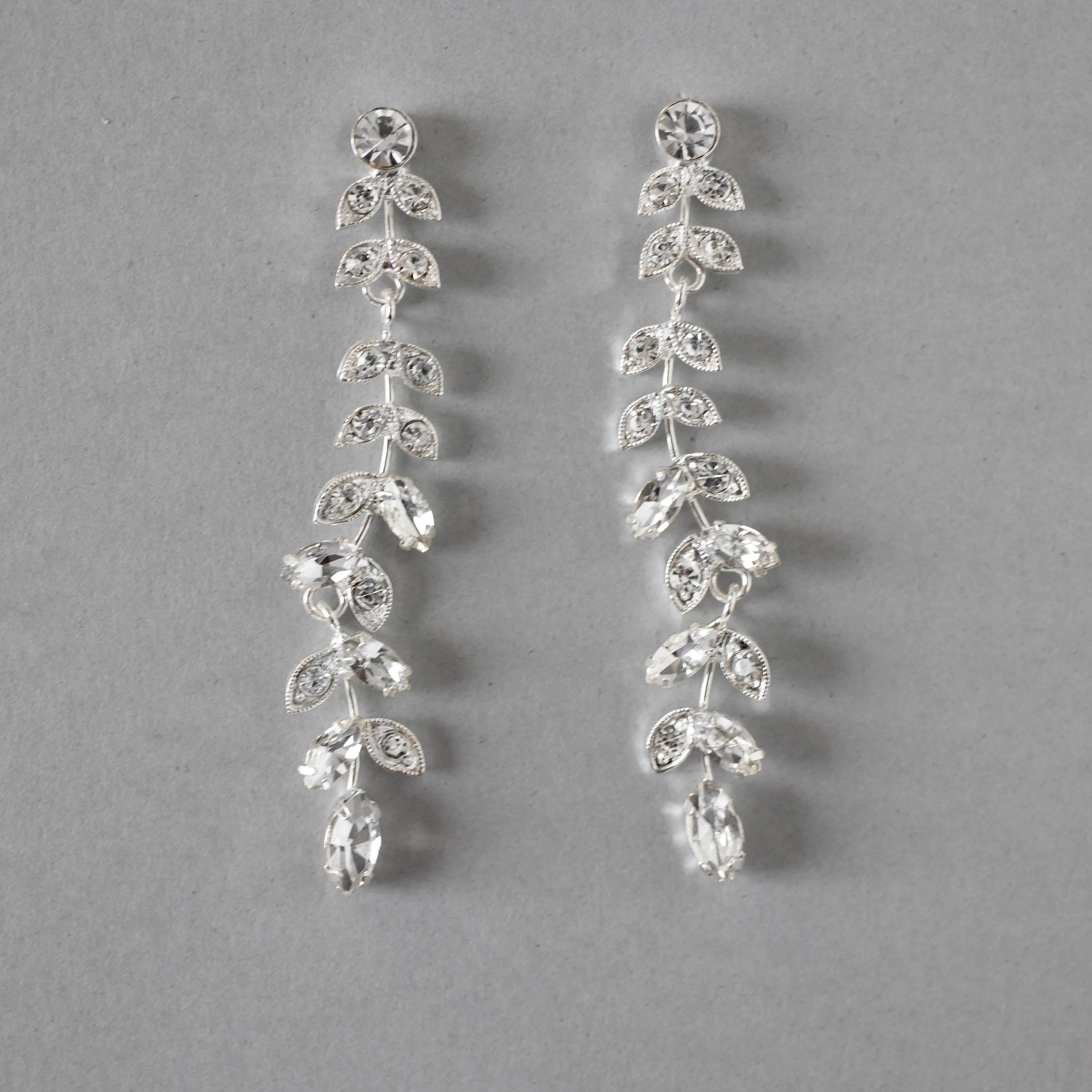 Long Leaf Vine Bridal Earrings