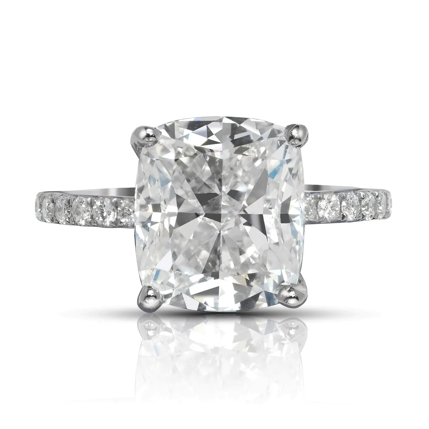 LUCY 6 CARAT CUSHION CUT G COLOR VS1 CLARITY DIAMOND ENGAGEMENT RING PLATINUM GIA CERTIFIED 5CT G VS1 BY MIKE NEKTA