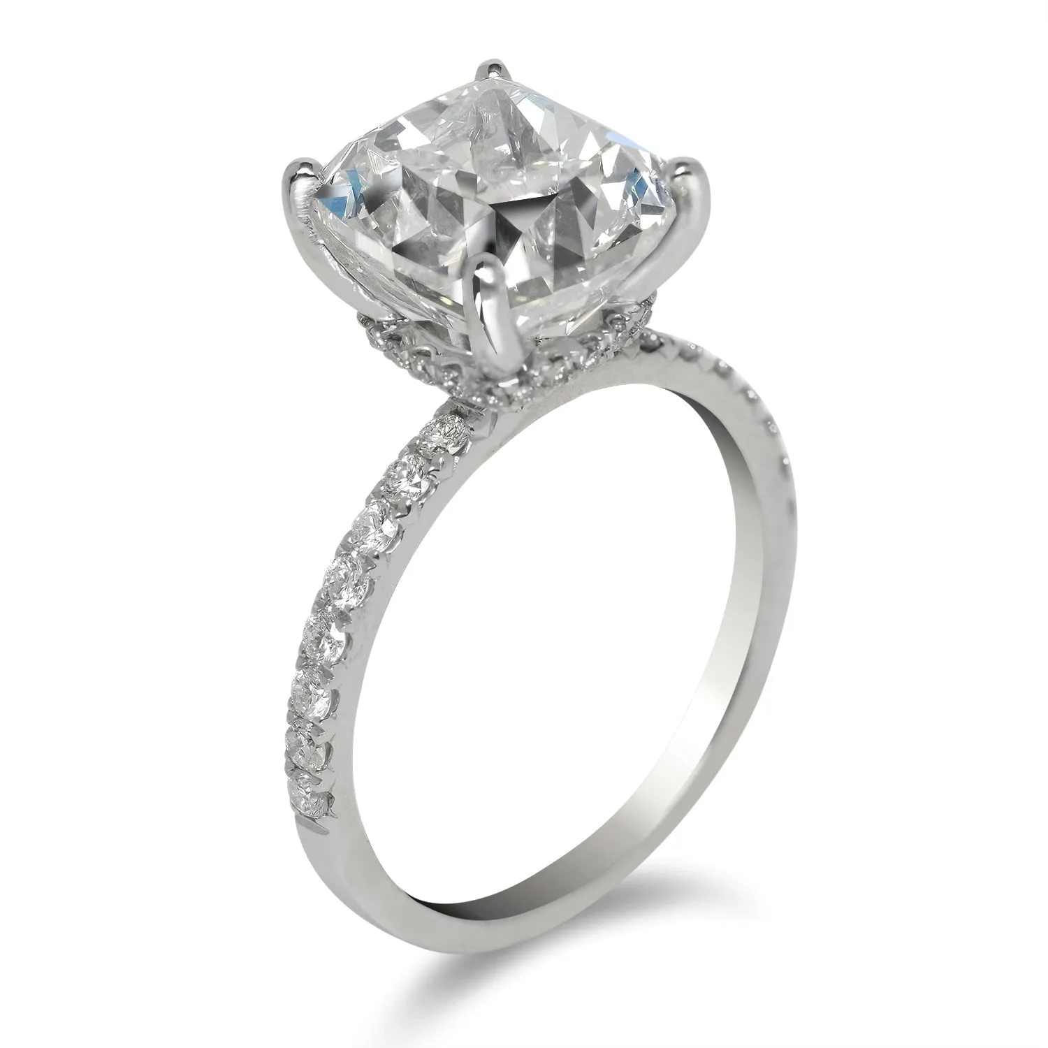 LUCY 6 CARAT CUSHION CUT G COLOR VS1 CLARITY DIAMOND ENGAGEMENT RING PLATINUM GIA CERTIFIED 5CT G VS1 BY MIKE NEKTA