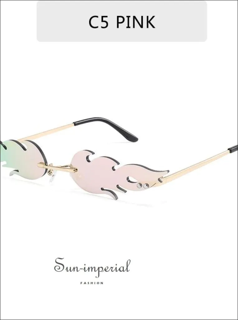 Luxury Fashion fire Flame Women Sunglasses - Pink