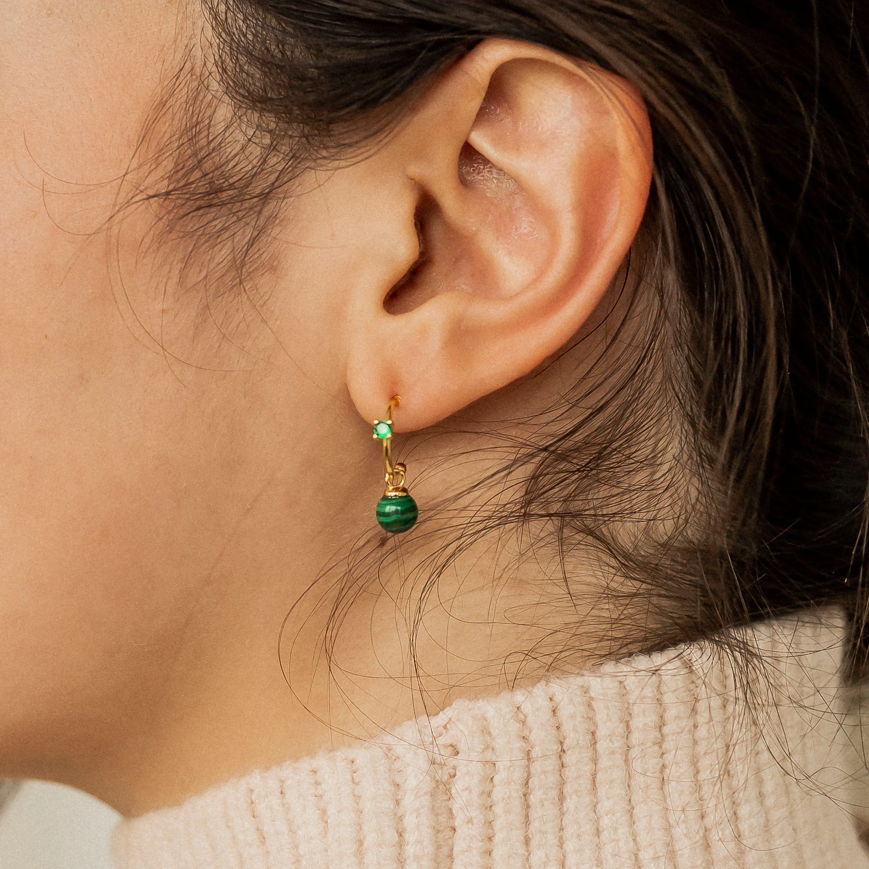 Malachite Drop Hoops