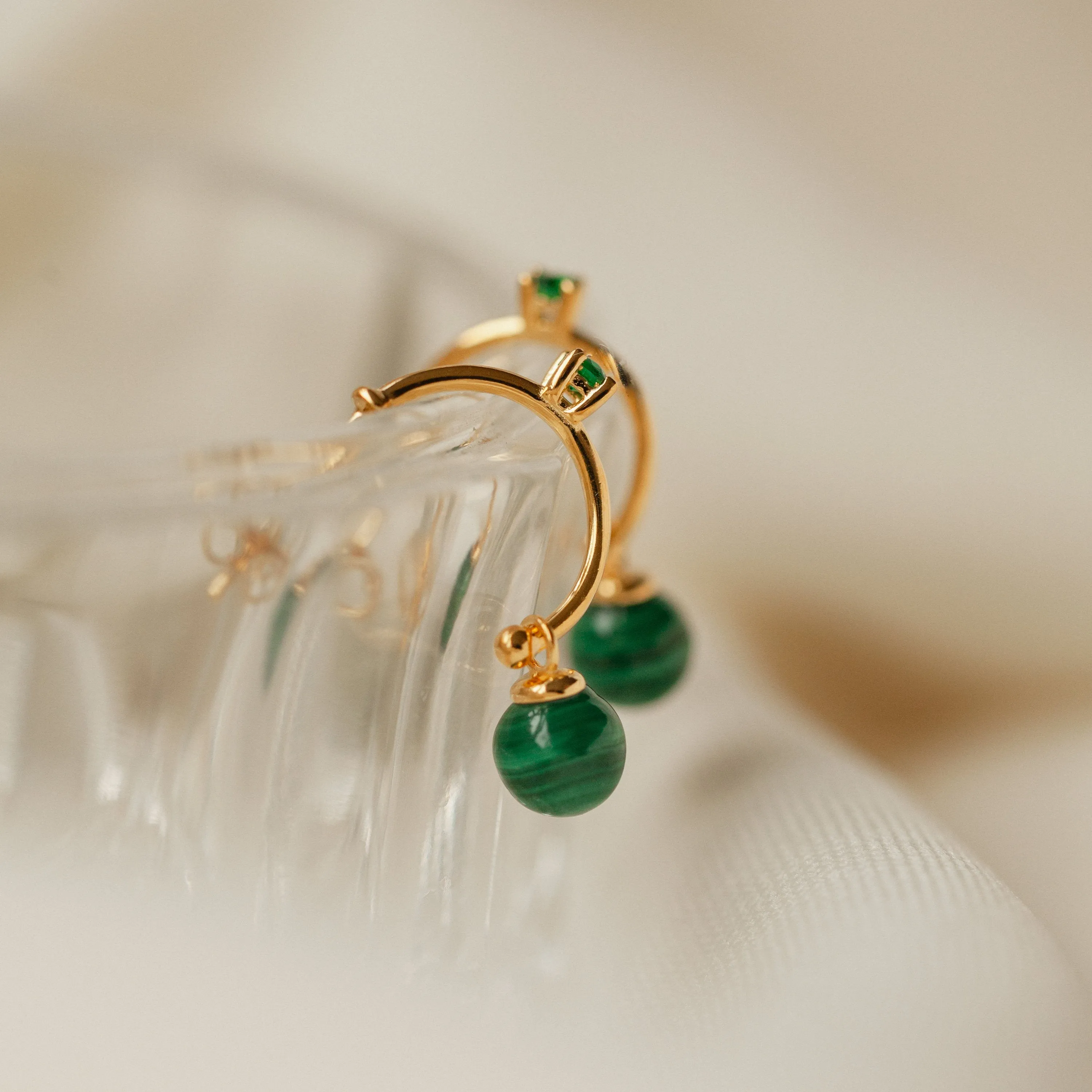 Malachite Drop Hoops