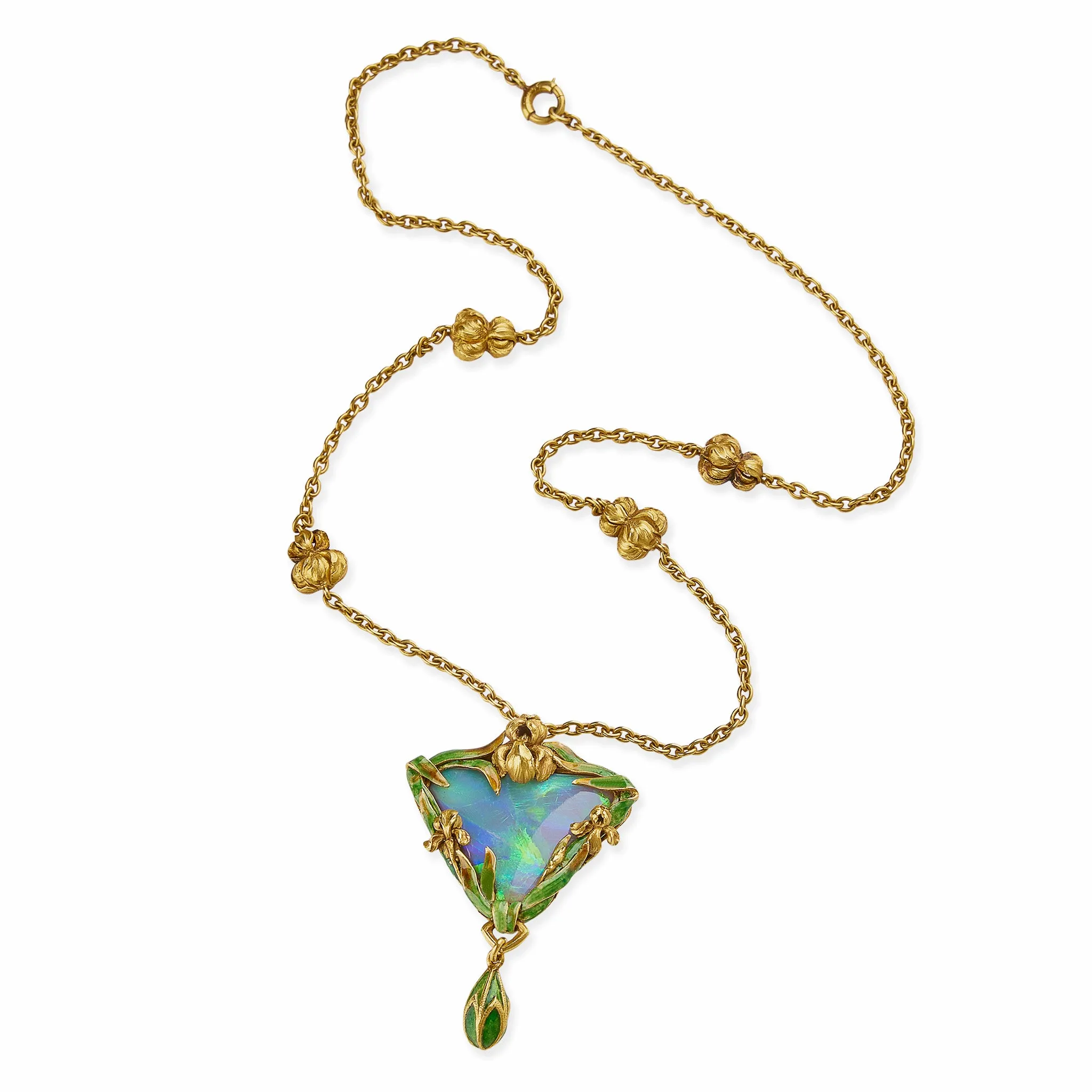 Elegant Marcus & Co. Pendant Necklace with Black Opal and Enamel Detailing