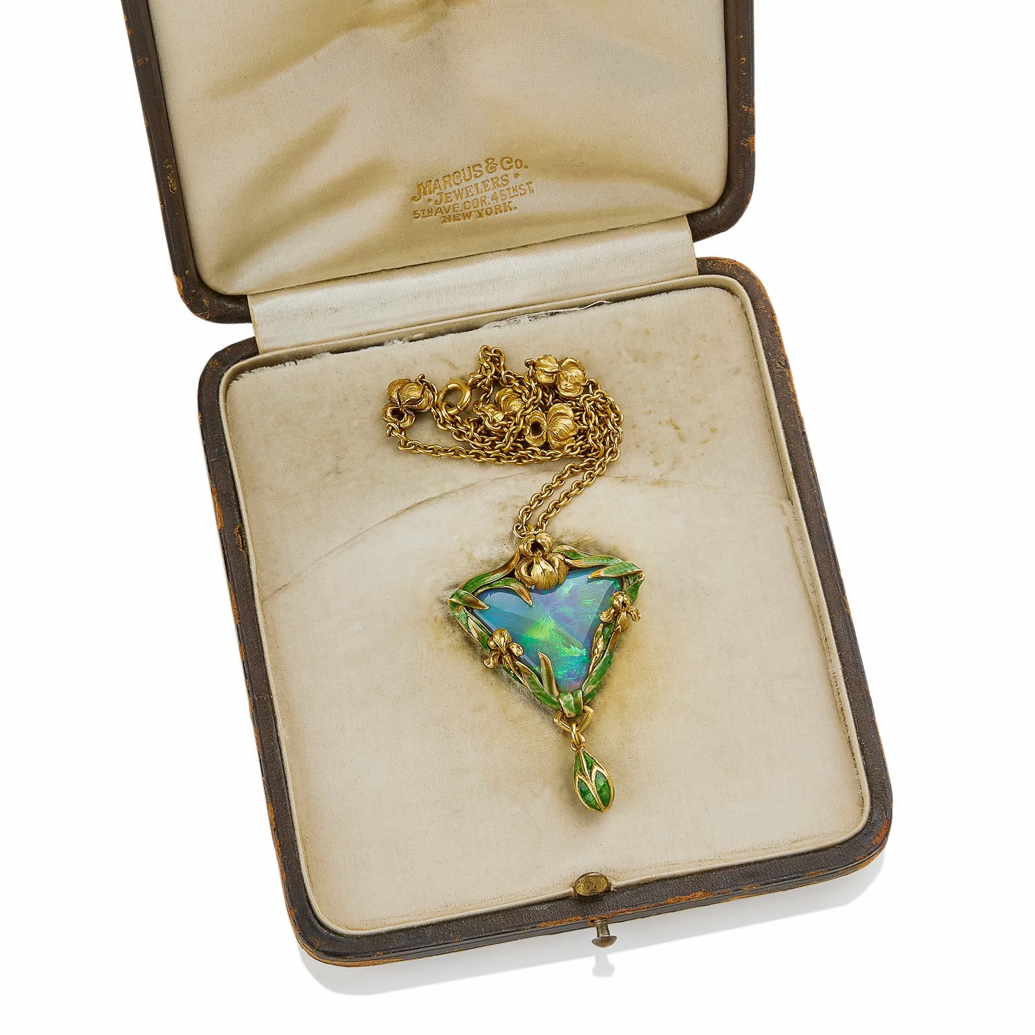 Elegant Marcus & Co. Pendant Necklace with Black Opal and Enamel Detailing