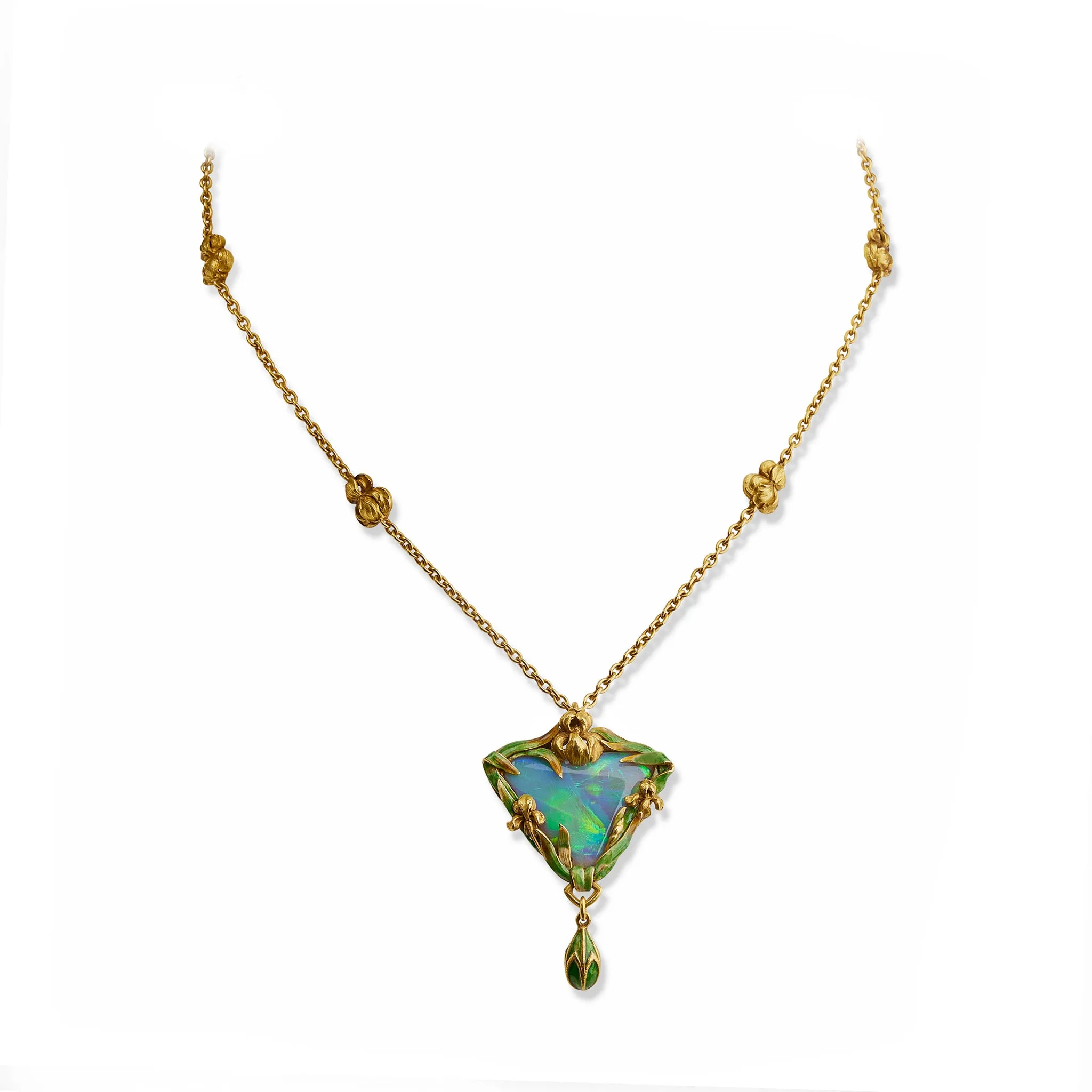 Elegant Marcus & Co. Pendant Necklace with Black Opal and Enamel Detailing