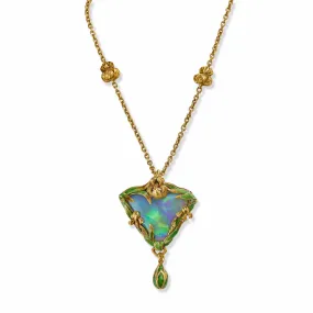 Elegant Marcus & Co. Pendant Necklace with Black Opal and Enamel Detailing