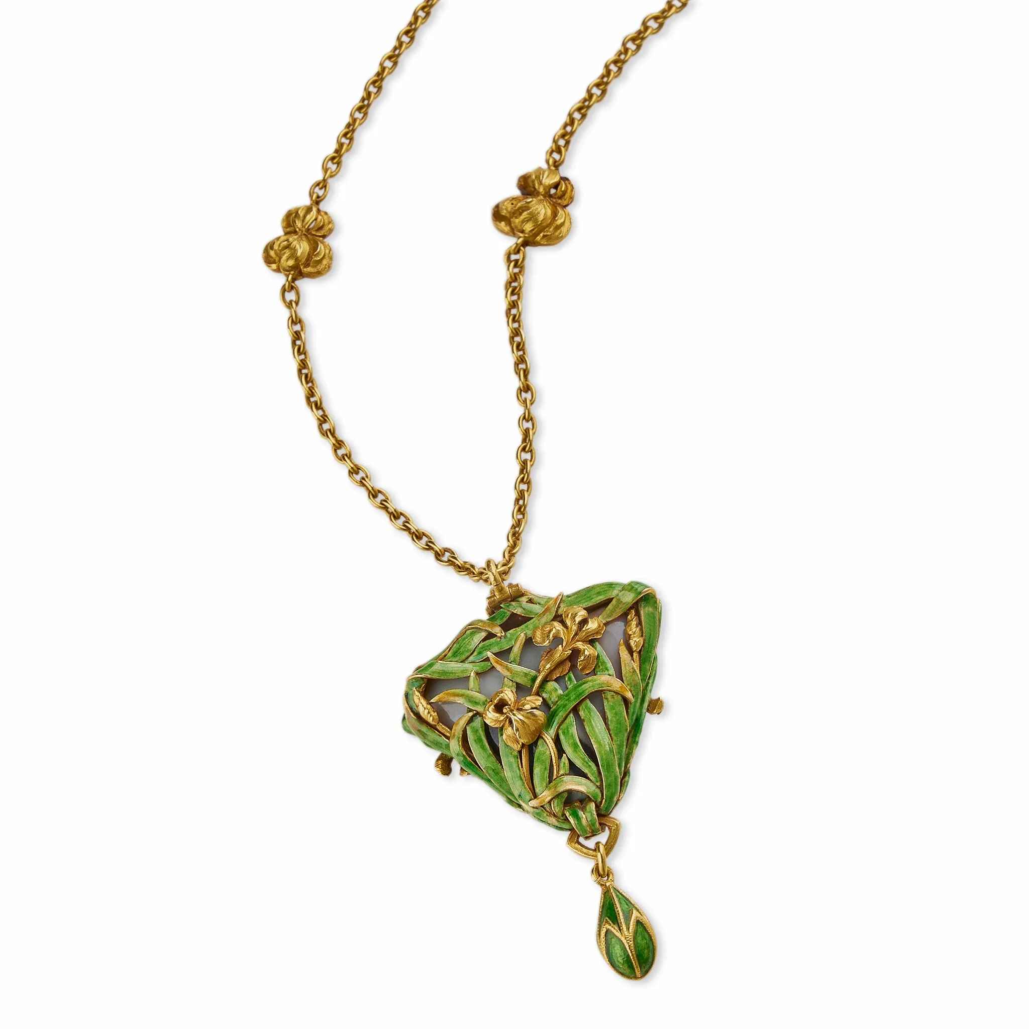 Elegant Marcus & Co. Pendant Necklace with Black Opal and Enamel Detailing