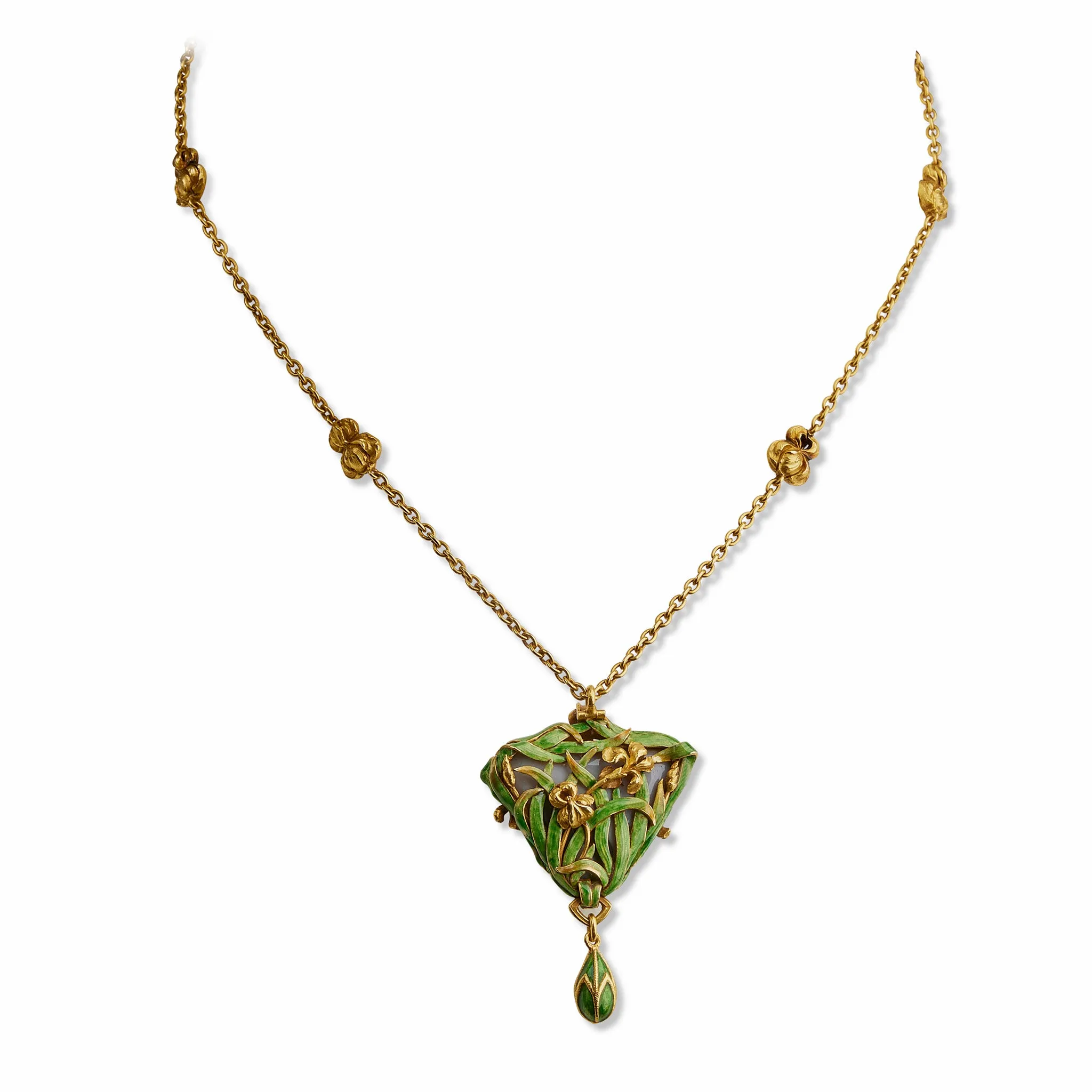 Elegant Marcus & Co. Pendant Necklace with Black Opal and Enamel Detailing