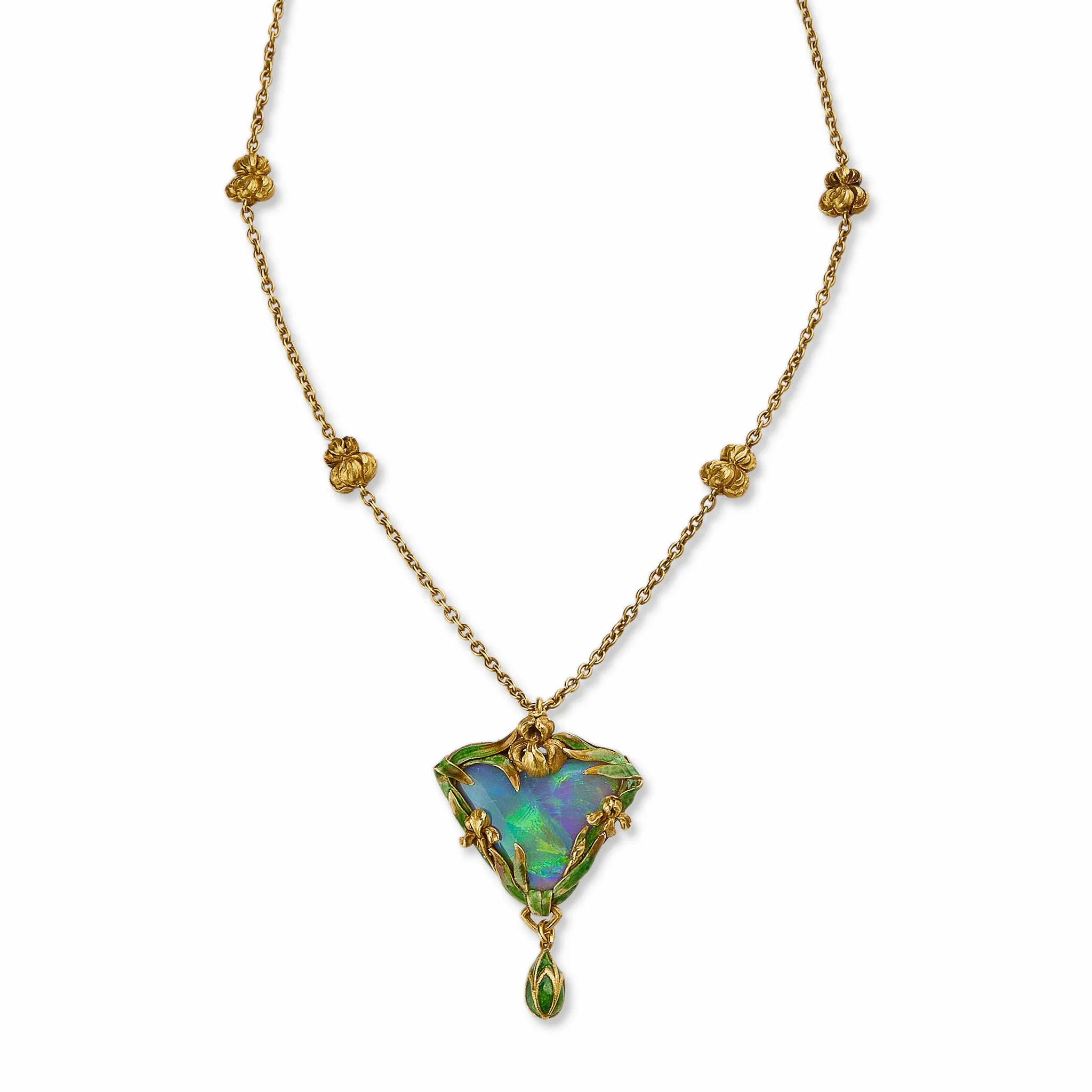 Elegant Marcus & Co. Pendant Necklace with Black Opal and Enamel Detailing