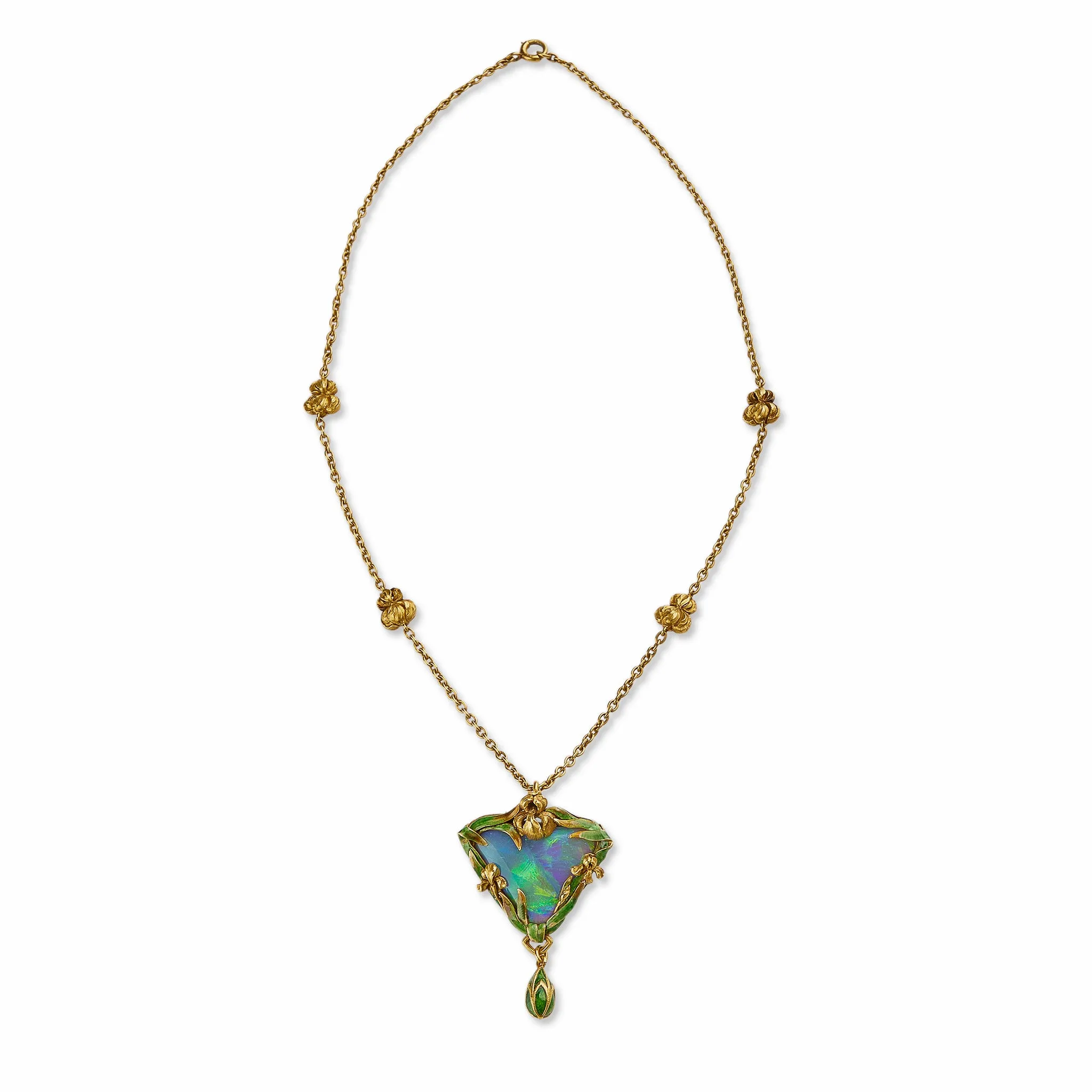 Elegant Marcus & Co. Pendant Necklace with Black Opal and Enamel Detailing