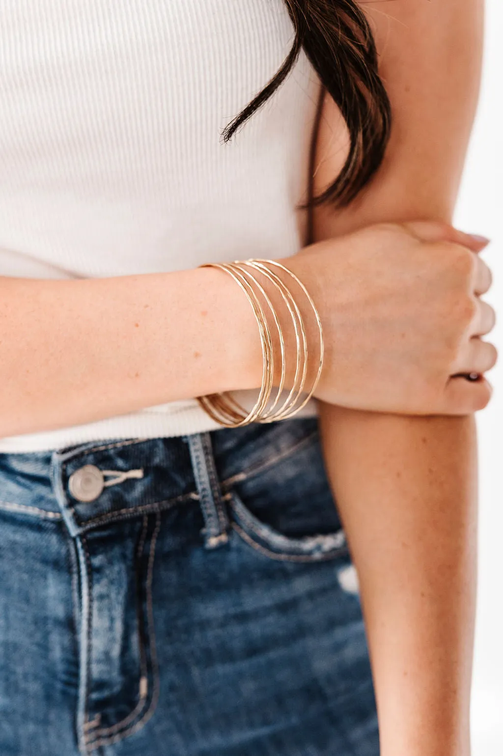 Matte Gold Bangle Bracelet Set