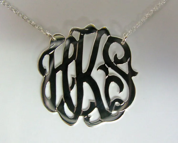 Medium Sterling Silver Freeform Monogram Necklace