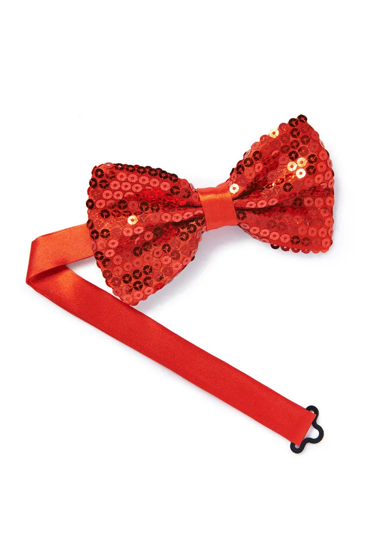 Men's Sequin Bow Tie - Red