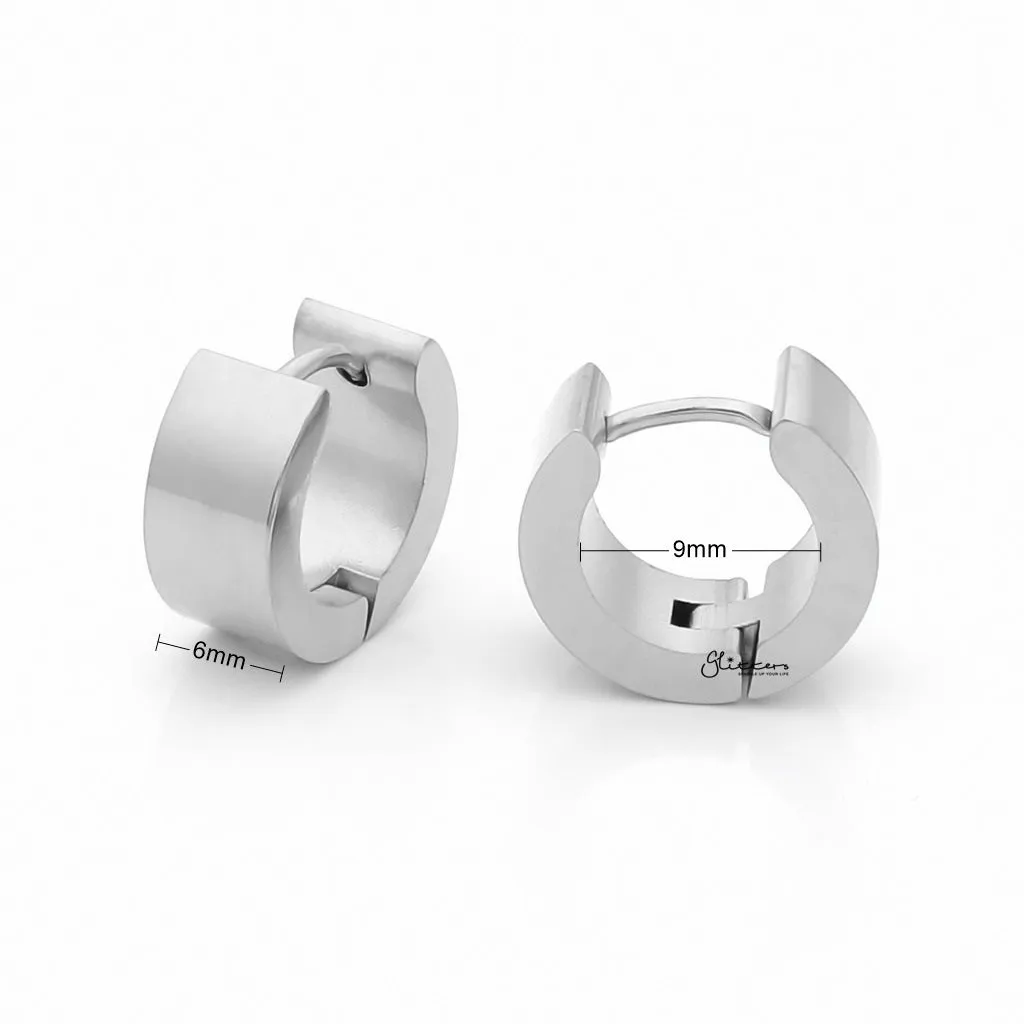 Men's Stainless Steel Huggie Hoop Earrings - 6X9