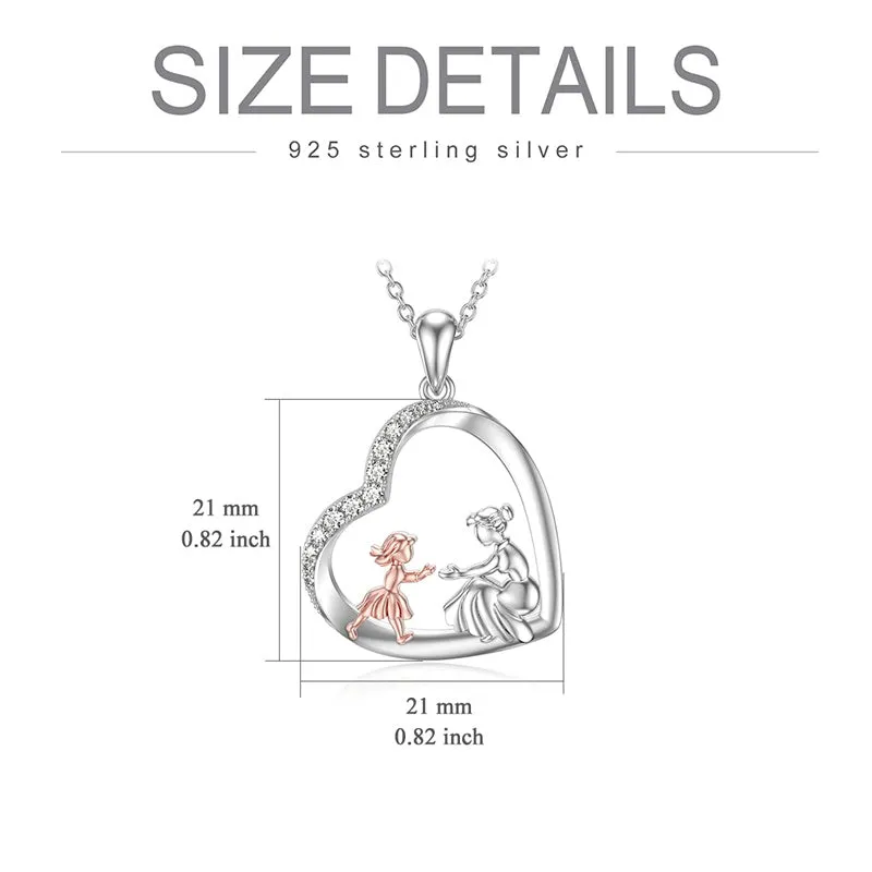 Mom Necklace 925 Sterling Silver Mom Gifts Mother Daughter Necklace Heart Pendant Necklace Jewelry Mothers Day Gifts for Women Mom