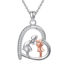 Mom Necklace 925 Sterling Silver Mom Gifts Mother Daughter Necklace Heart Pendant Necklace Jewelry Mothers Day Gifts for Women Mom