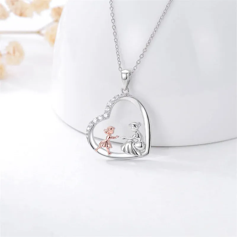 Mom Necklace 925 Sterling Silver Mom Gifts Mother Daughter Necklace Heart Pendant Necklace Jewelry Mothers Day Gifts for Women Mom