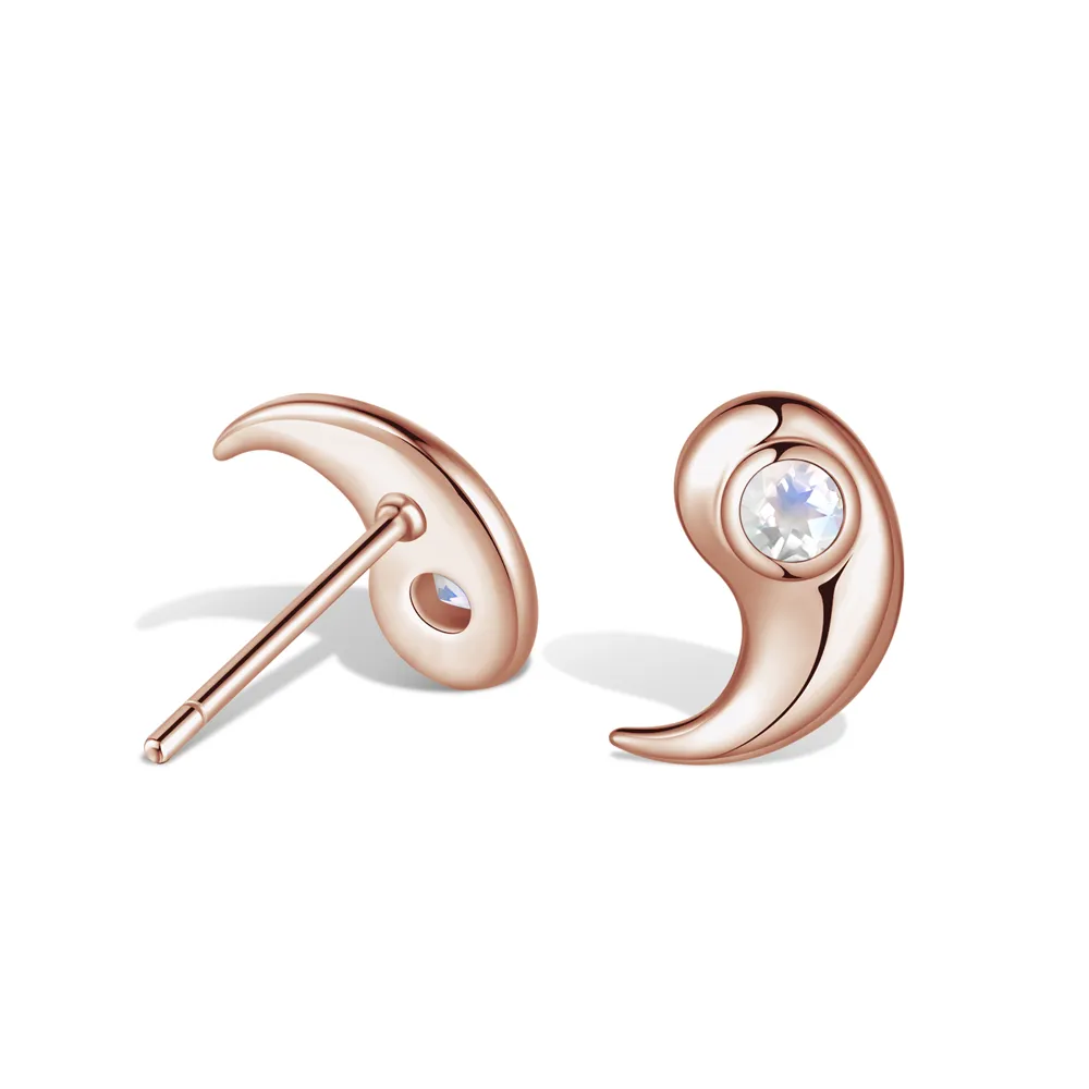 Moonstone Yin Yang Stud Earrings