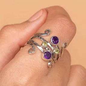 Multi Gemstone Sterling Silver Ring, Nickel Free, Handmade Jewelry