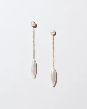 Navette Pearl Drop Earrings