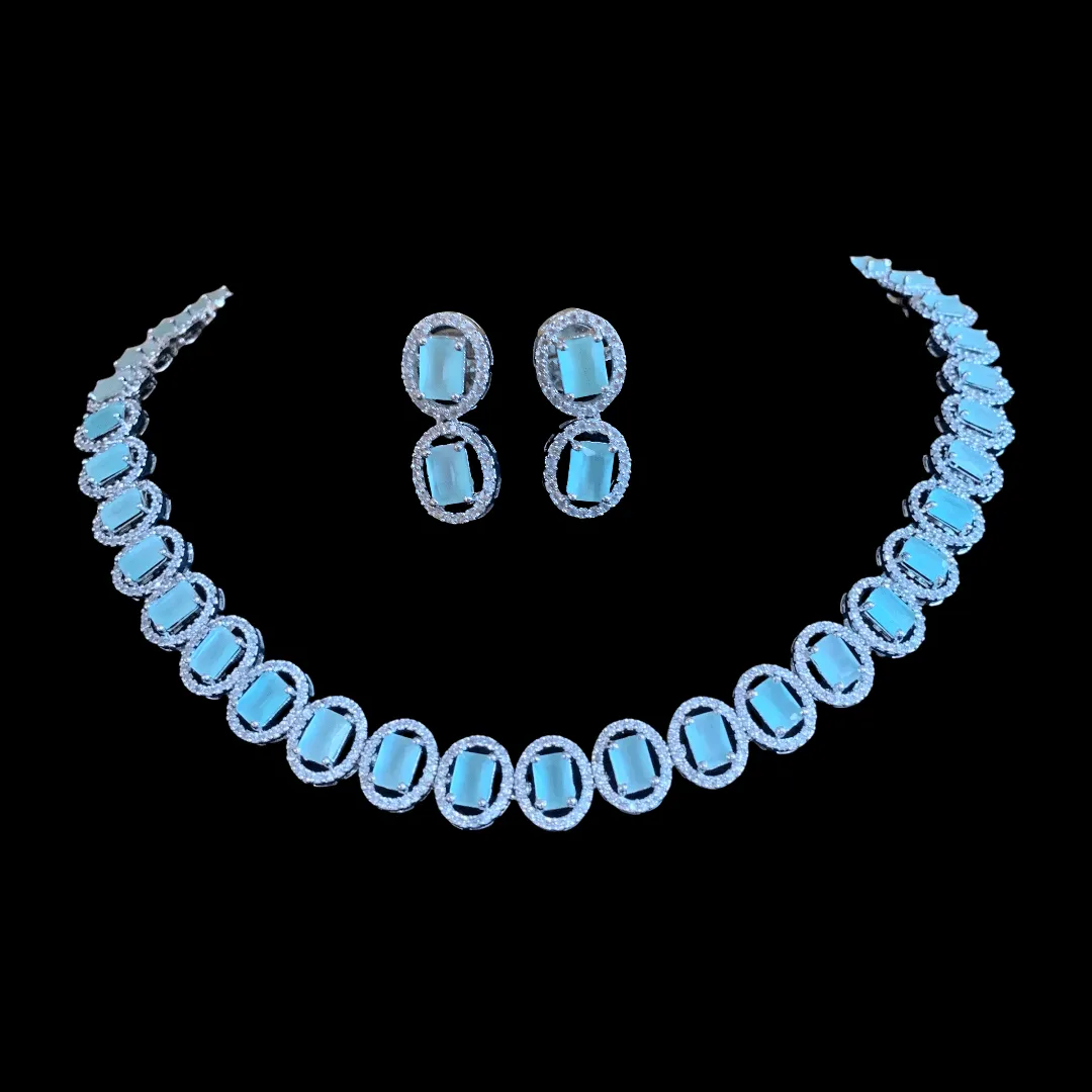 NS151 Anamika  cz necklace - mint   ( READY TO SHIP )