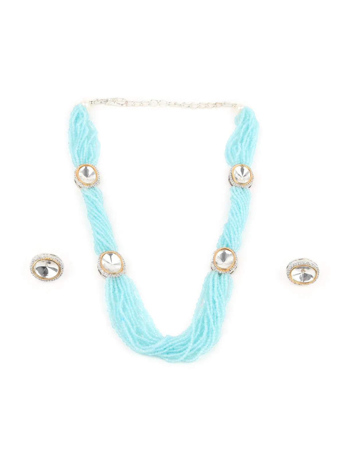 Odette Blue And White Alloy Jewellery Set For Women