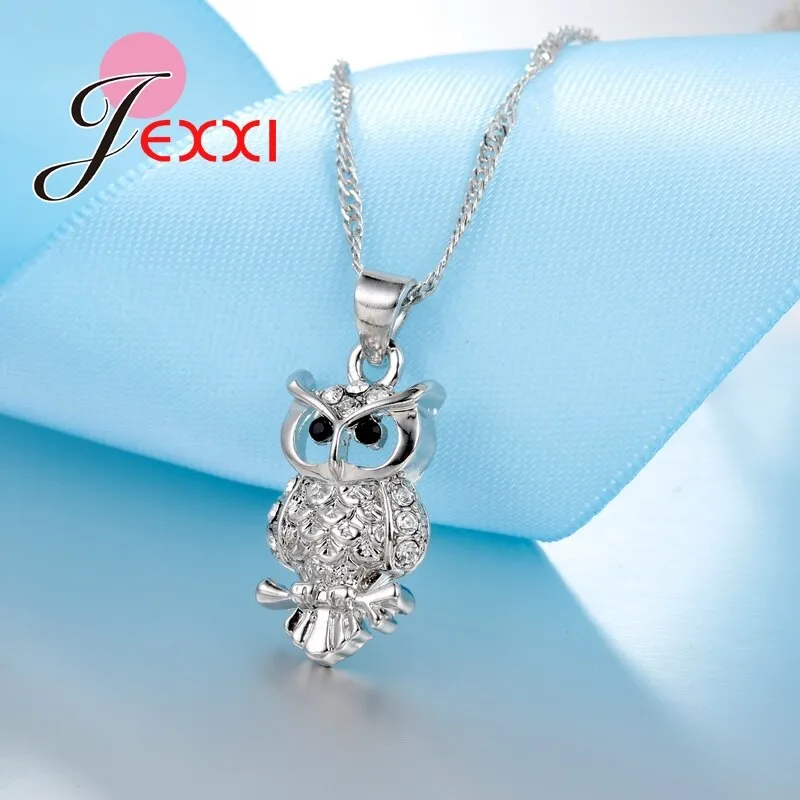 Owl Pretty Shape 925 Sterling Silver Fashion Jewelry Set With AAA  Cubic Zirconia Women Necklace &amp; Earrings &amp; Pendant