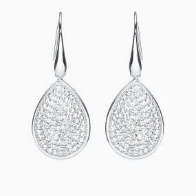 Pave Swarovski Crystal Teardrop Earrings (Silver)