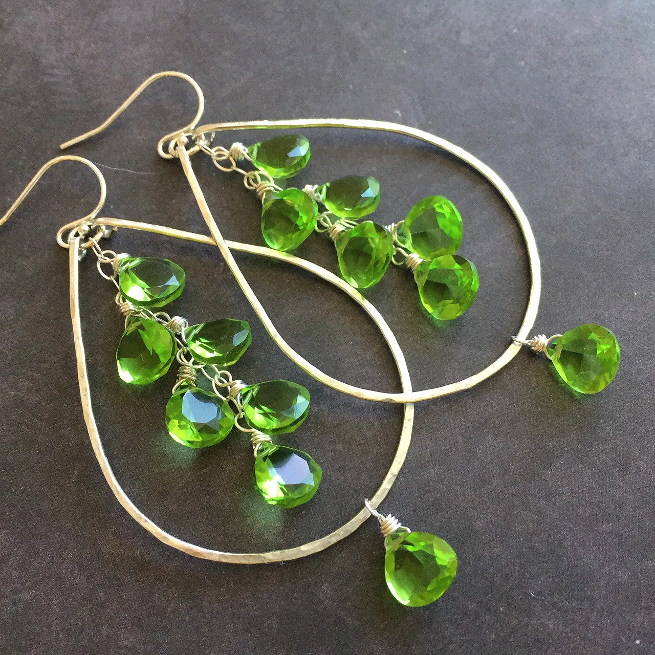 Peridot Quartz Sparkling Double Decker Hoops