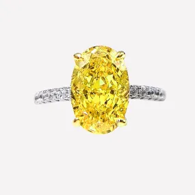 Radiant Yellow Zirconia Solitaire Engagement-Style Ring