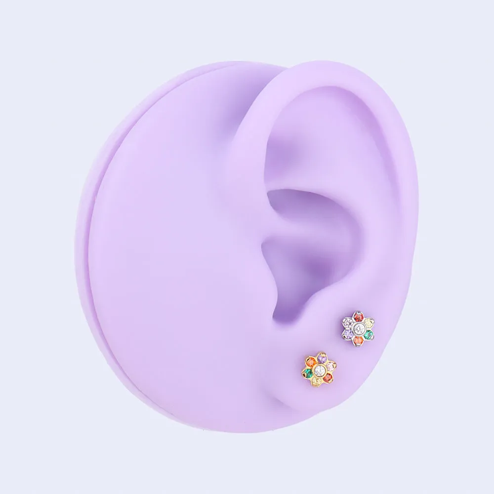 Rainbow Gem Flower Stud