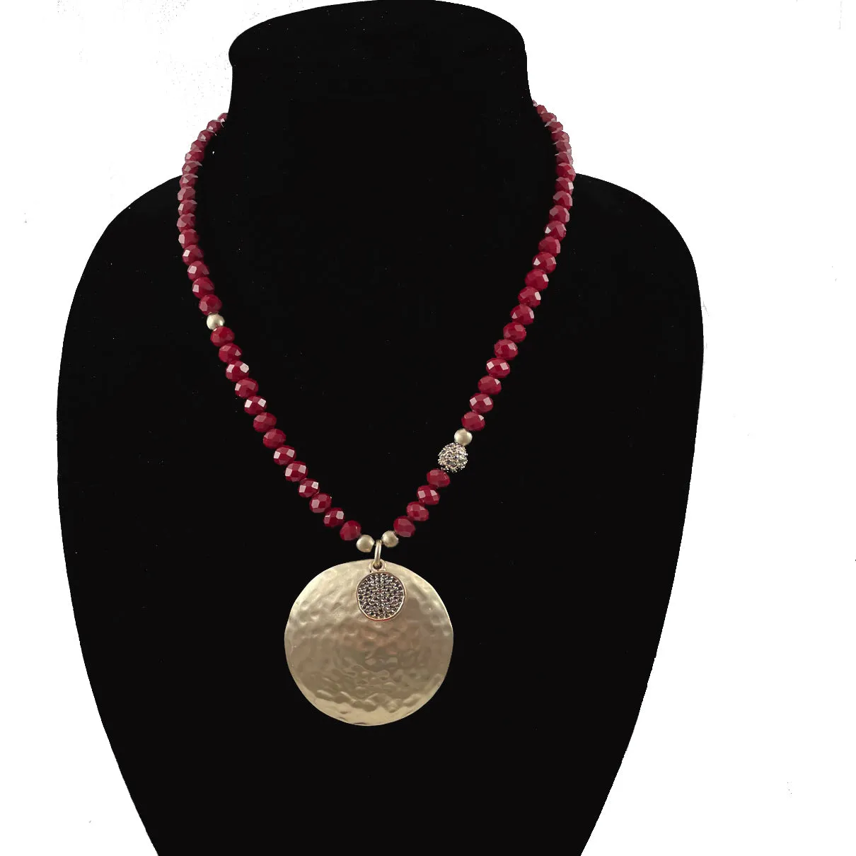 Red Jade Beaded Pendant Necklace by Chico's