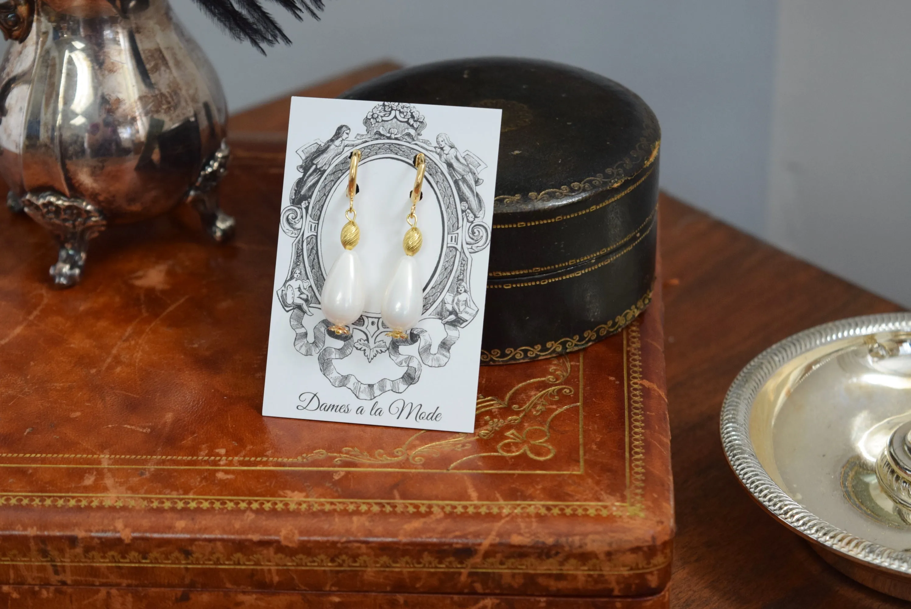 Renaissance Pearl and Gold Earrings - Titian Inspired