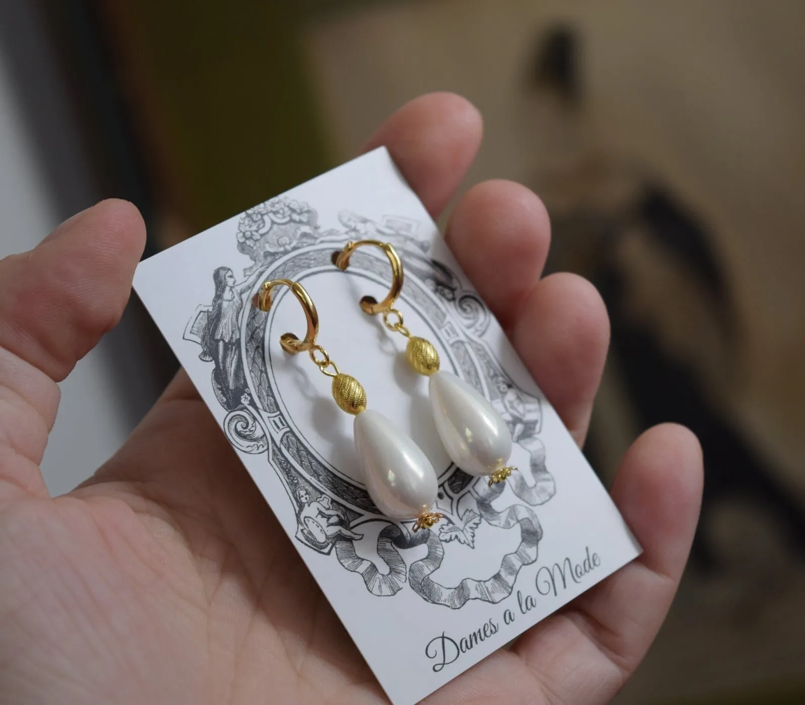 Renaissance Pearl and Gold Earrings - Titian Inspired