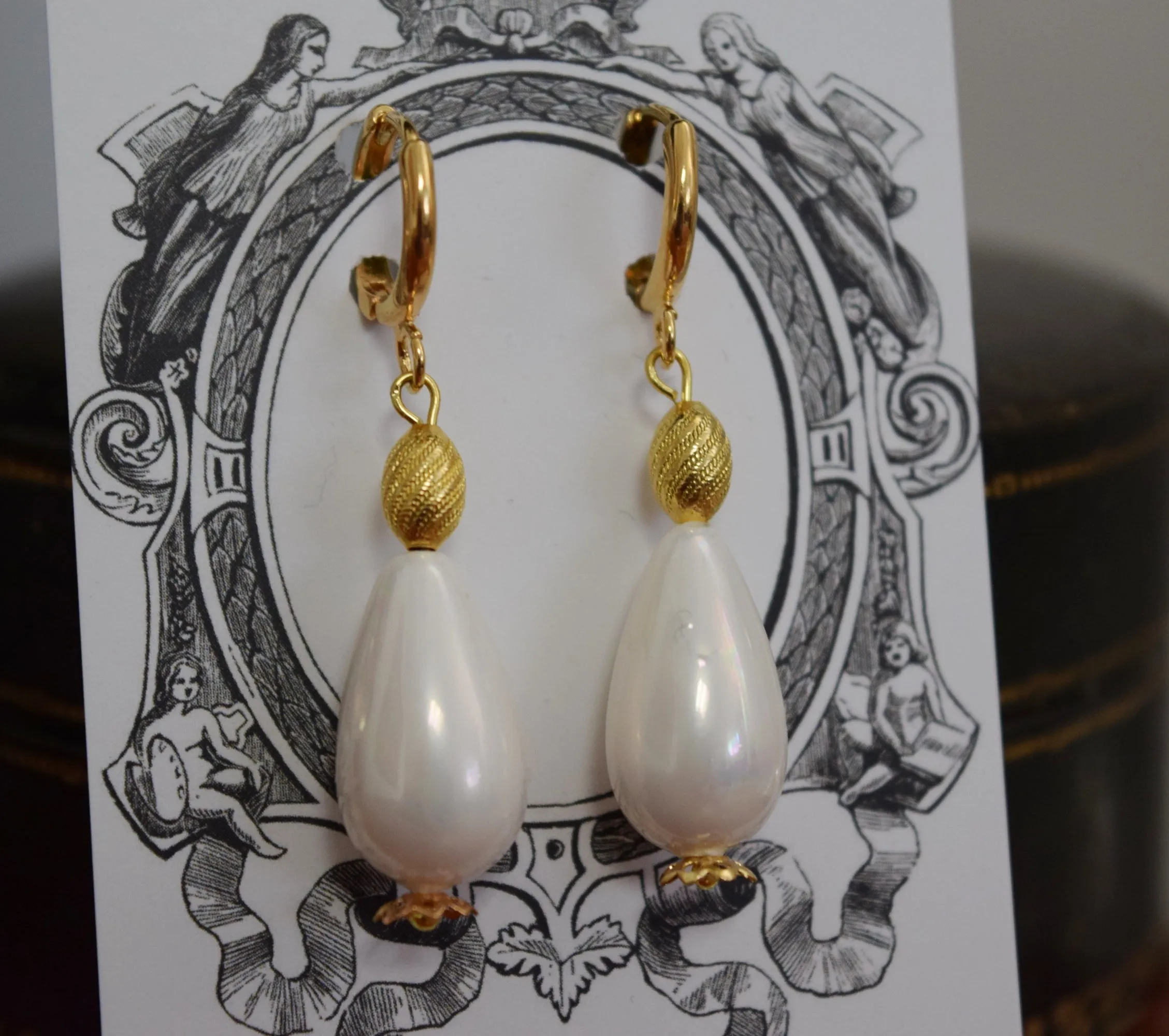 Renaissance Pearl and Gold Earrings - Titian Inspired