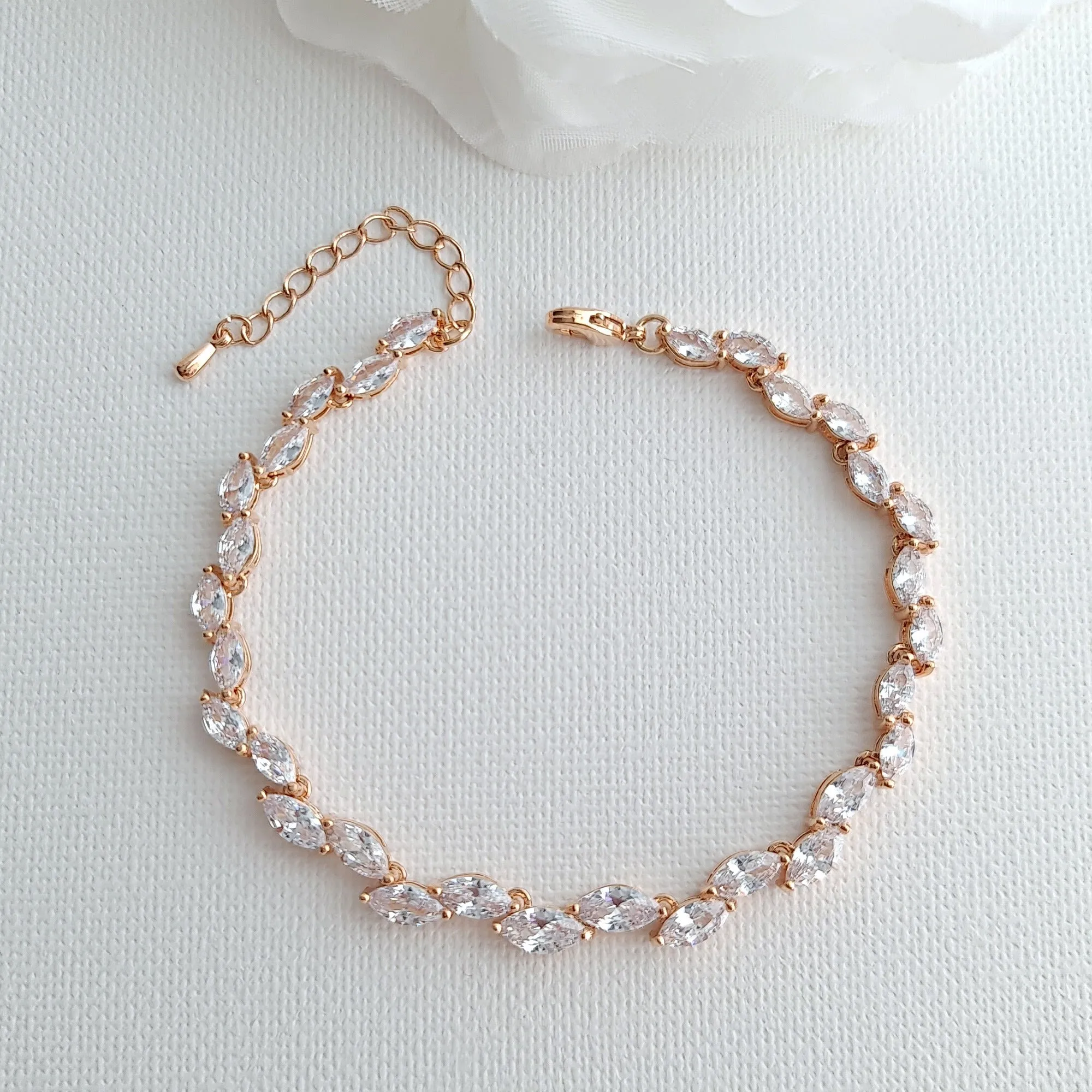 Rose Gold Jewelry Set of Earrings, Necklace, Bracelet -Belle