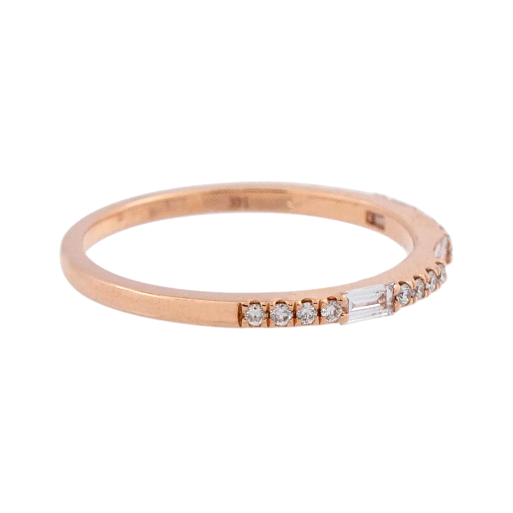 Rose Gold Round & Baguette Diamond Band