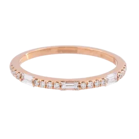 Rose Gold Round & Baguette Diamond Band