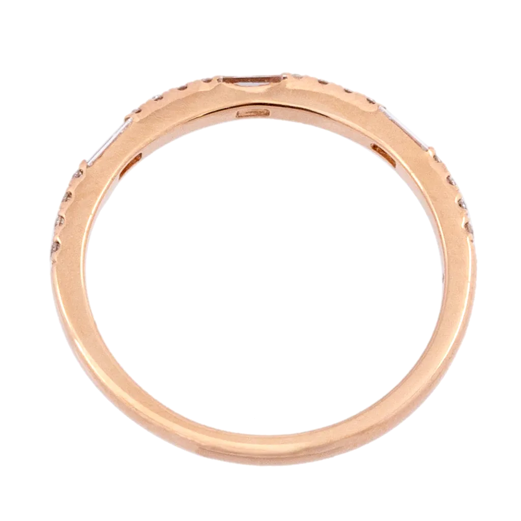 Rose Gold Round & Baguette Diamond Band