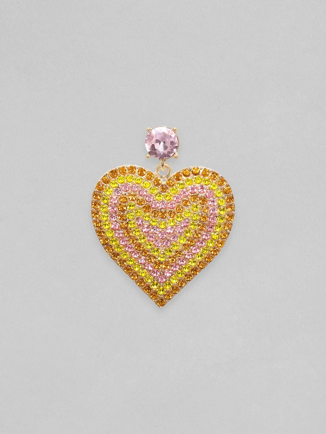 Rubans Gold Toned Pink Gradient Heart Shaped Dangle Earrings