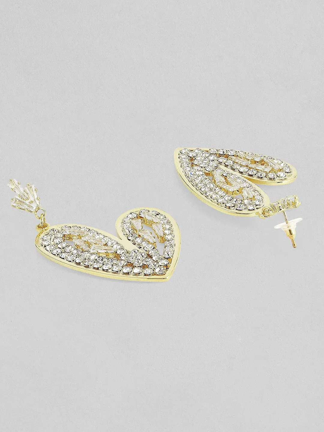 Rubans Voguish 18K Gold Plated Stainless Steel Zircon Studded Tarnish Free Dangle Earrings.