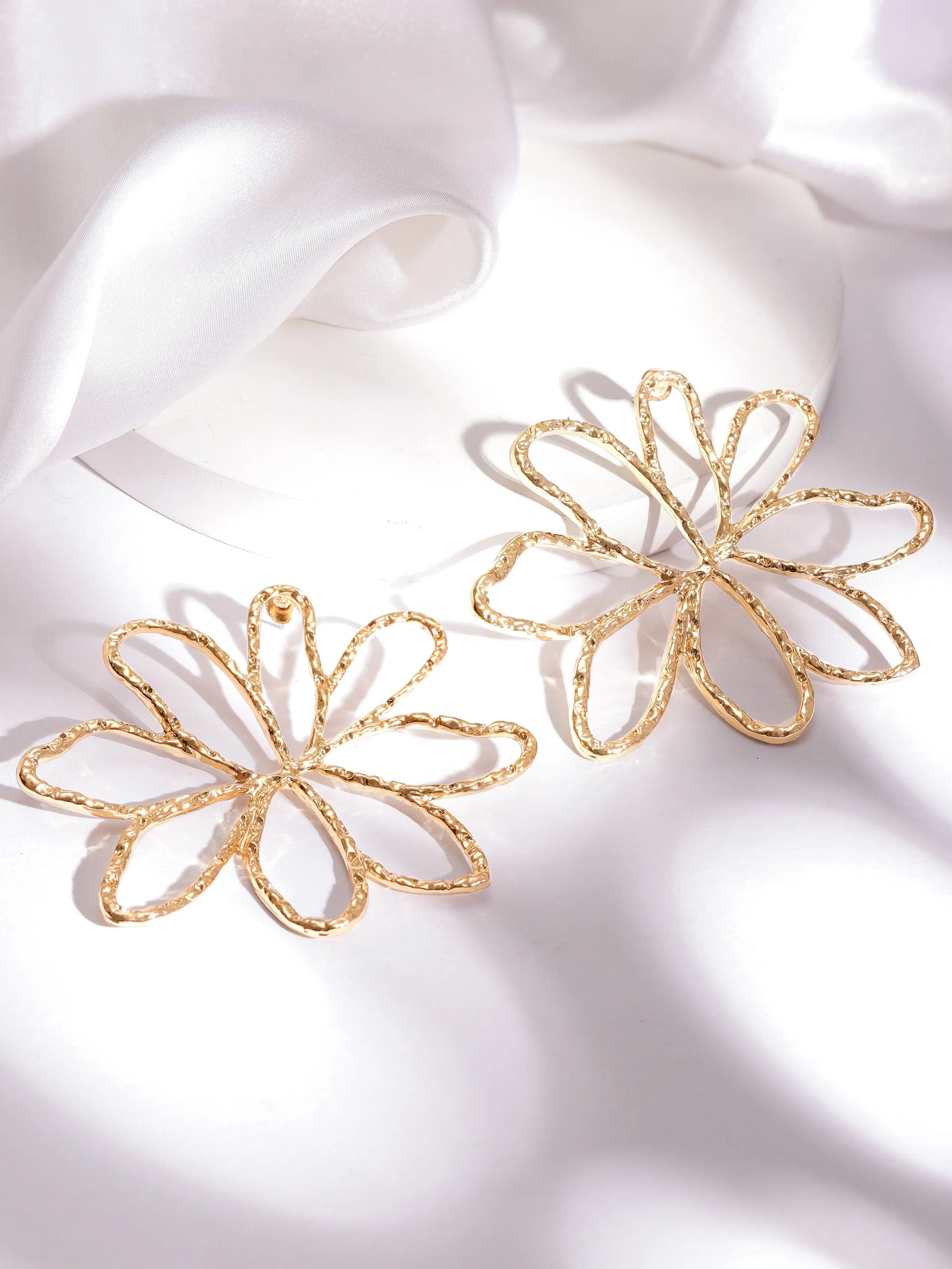 Rubans Voguish Gold-Plated Floral Drop Earrings