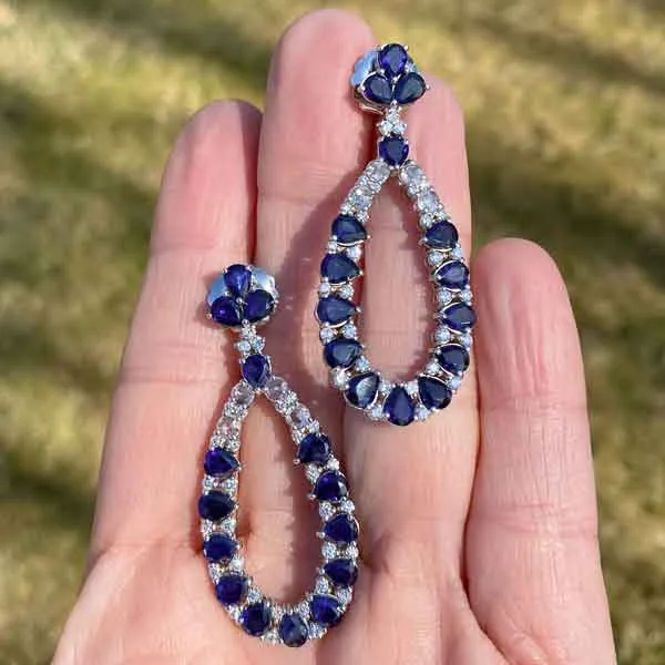 Sapphire & Diamond Drop Earrings