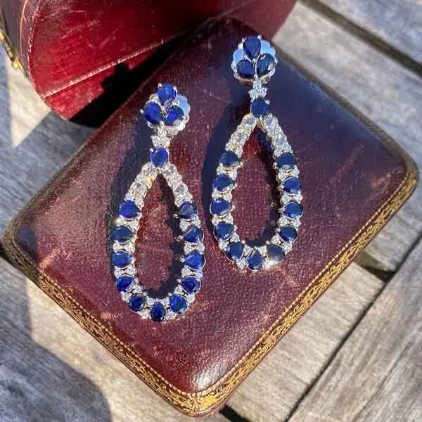 Sapphire & Diamond Drop Earrings