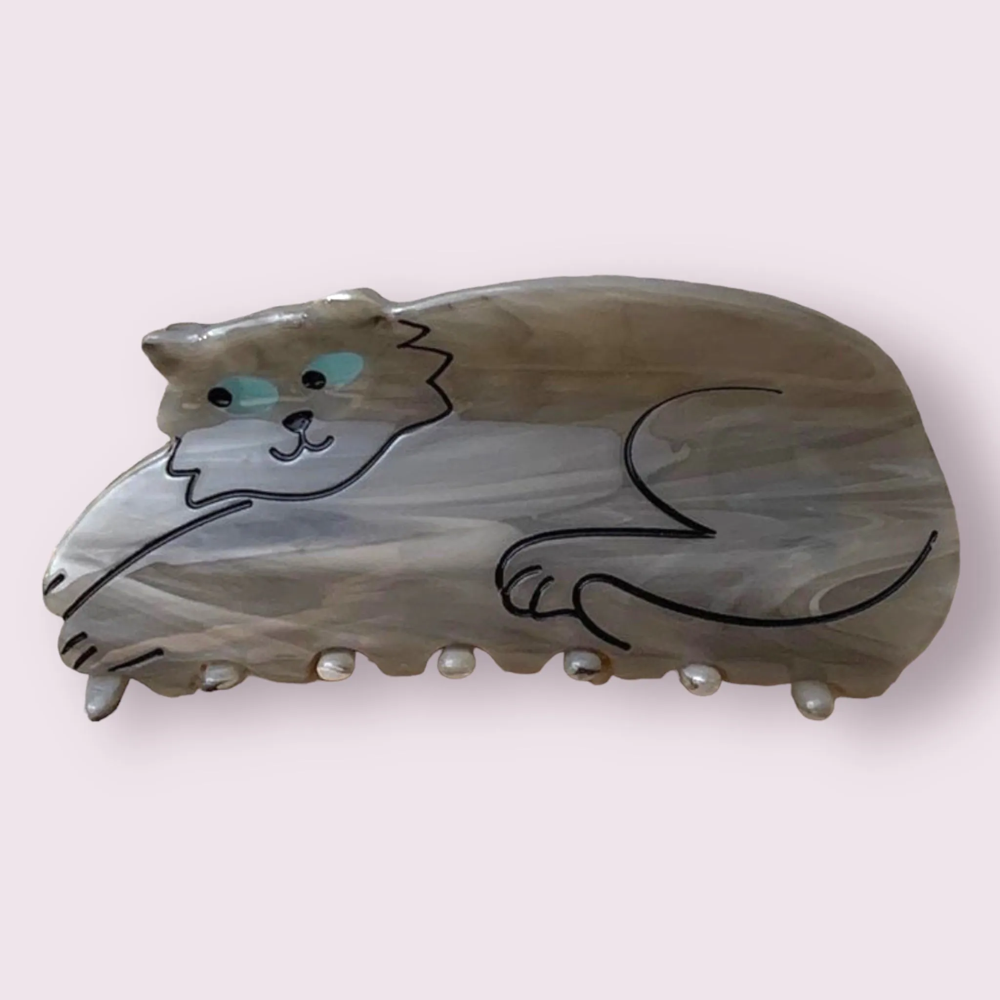 Adorable Grey Scottish Fold Cat Hair Clip