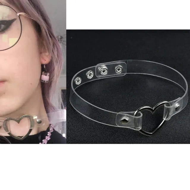 Sexy Trendy Vintage Charm Round Gothic Collar Necklaces Jewelry Gift Gothic Leather Heart Harajuku Women Punk Choker Necklace