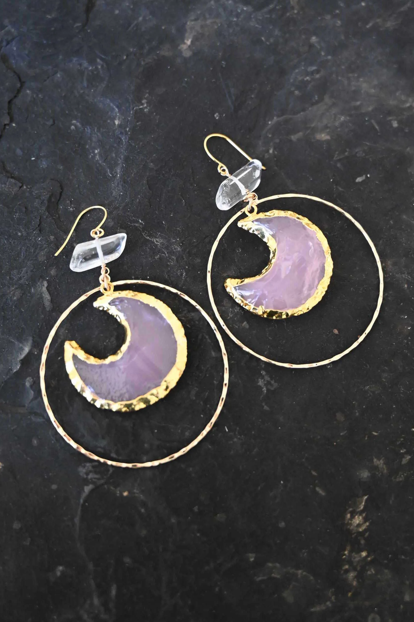 She Hung The Moon For Herself Chalcedony Hoops