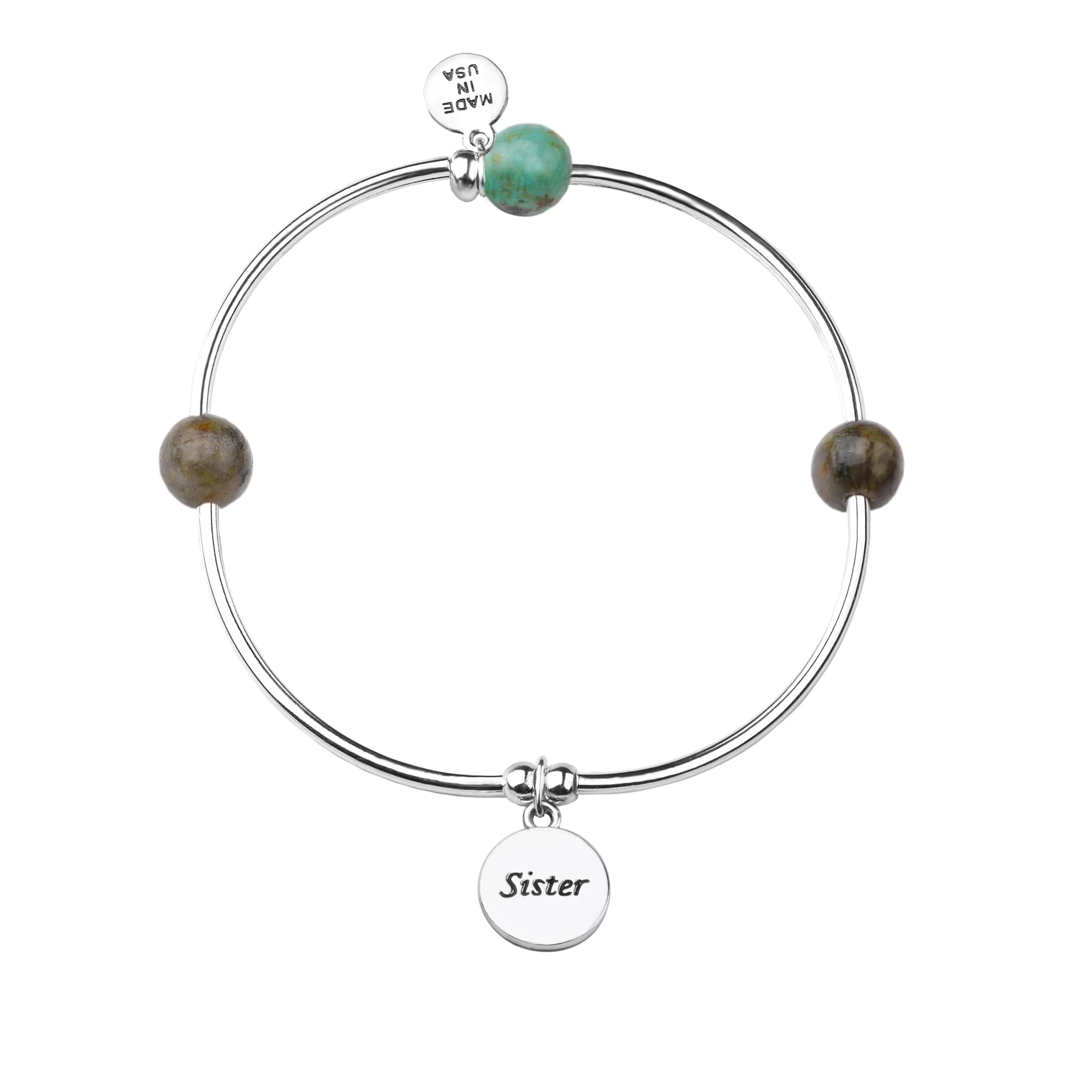 Sister | Soft Bangle Charm Bracelet | African Turquoise