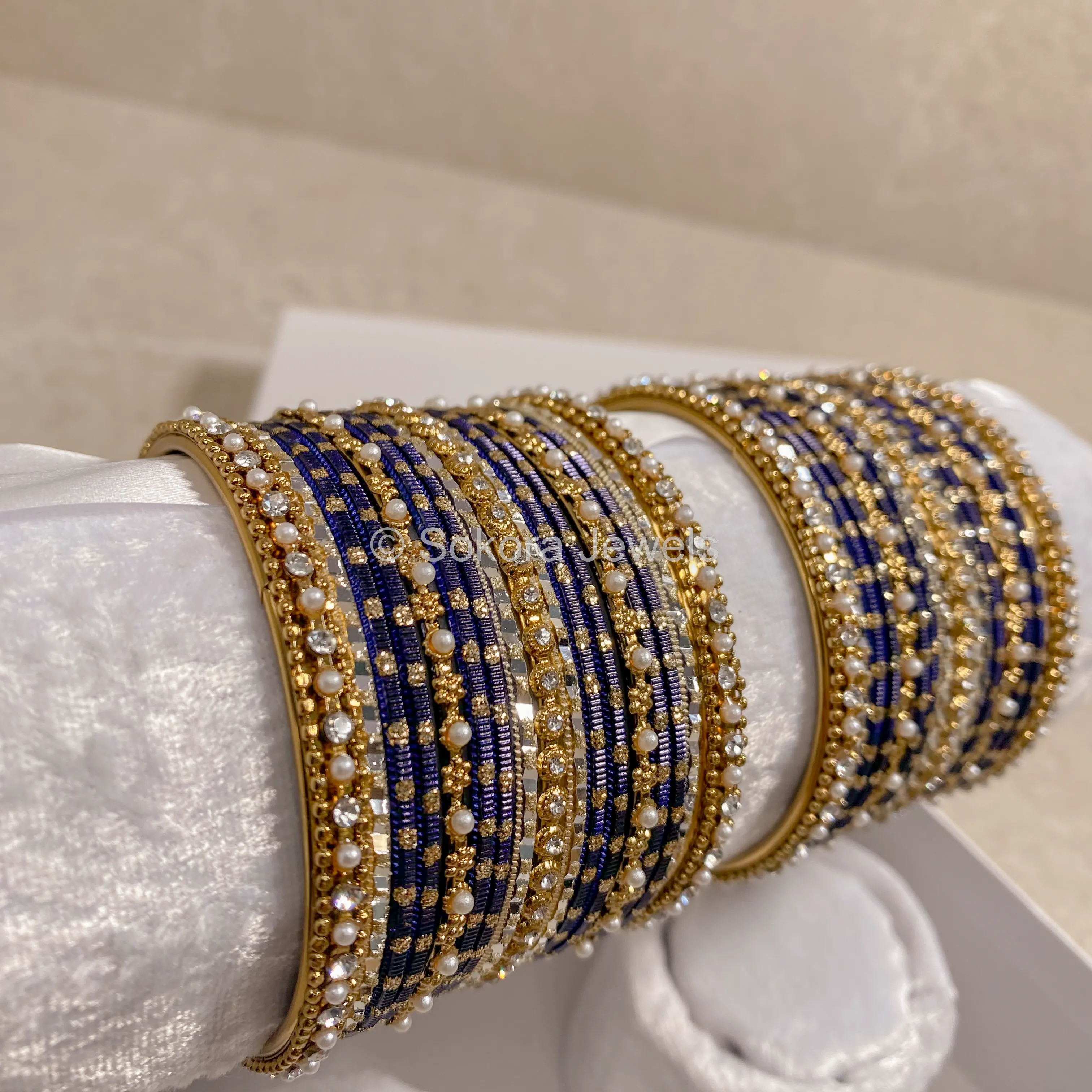 Small Navy Blue Glitter Bangle set